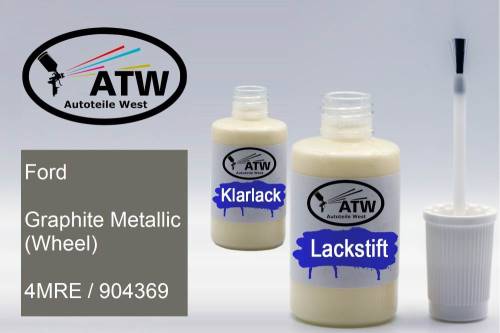 Ford, Graphite Metallic (Wheel), 4MRE / 904369: 20ml Lackstift + 20ml Klarlack - Set, von ATW Autoteile West.